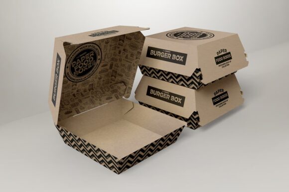 Kraft Paper Burger Box with printed logo